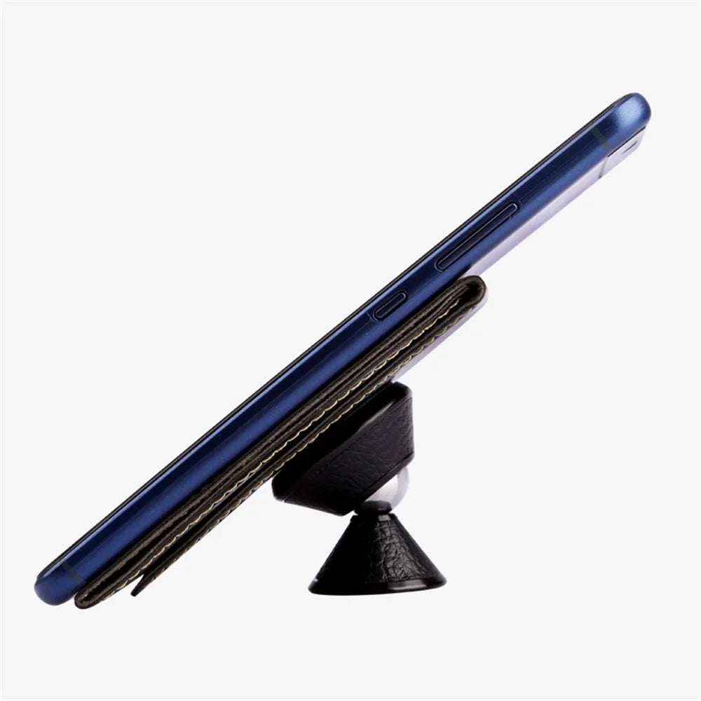 MRC05 Phone Card Holder Kickstand PU Leather Cards Case Support Magnetic Car Mount - Black - 4