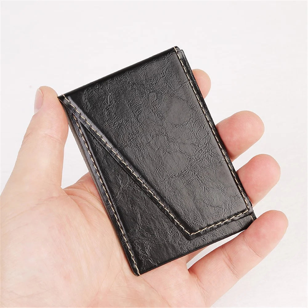 MRC05 Phone Card Holder Kickstand PU Leather Cards Case Support Magnetic Car Mount - Black - 7