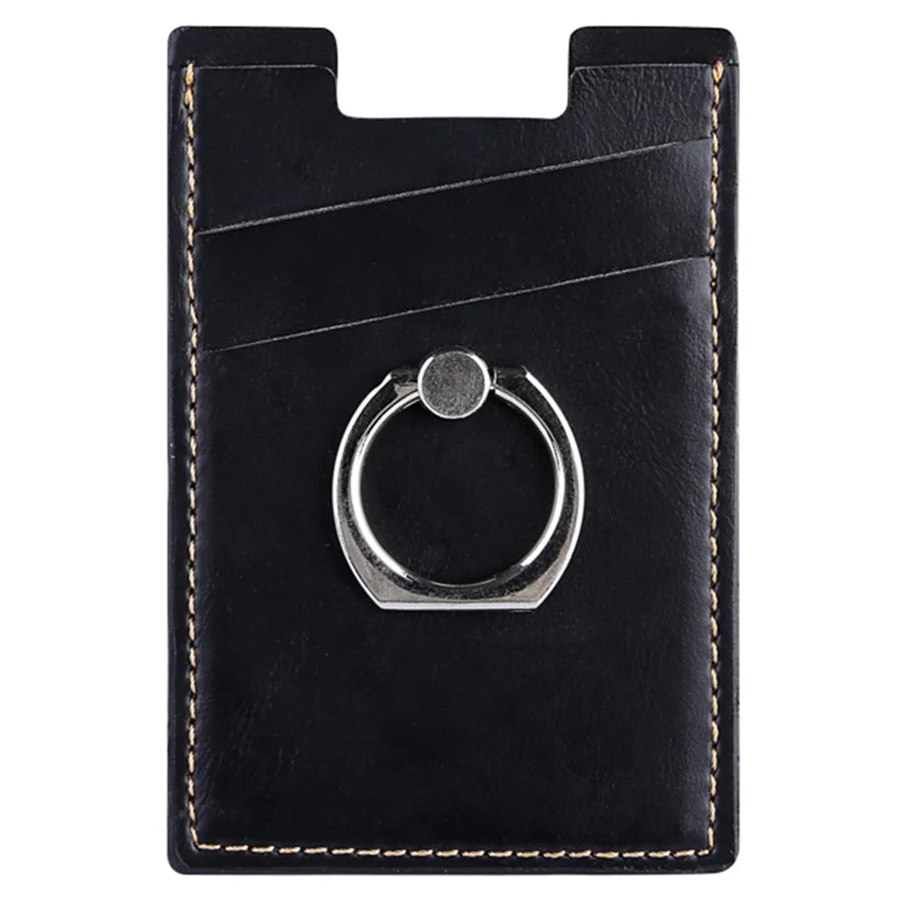 MRC03 Ring Kickstand 3 Cards Case Adhesive Phone Card Holder Support Magnetic Car Mount - Black - 1
