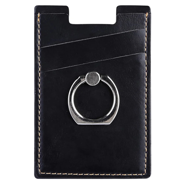 MRC03 Ring Kickstand 3 Cards Case Adhesive Phone Card Holder Support Magnetic Car Mount - Black - 1