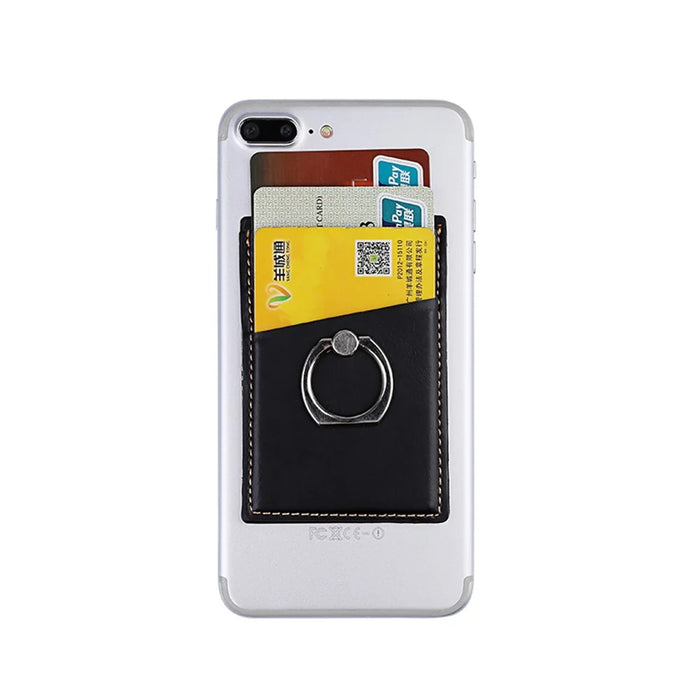 MRC03 Ring Kickstand 3 Cards Case Adhesive Phone Card Holder Support Magnetic Car Mount - Black - 4