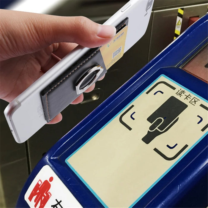 MRC03 Ring Kickstand 3 Cards Case Adhesive Phone Card Holder Support Magnetic Car Mount - Black - 7