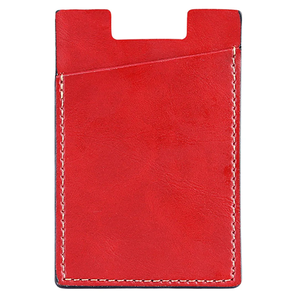 MRC02 PU Leather Sticky Single Card Holder Magnetic Car Mount Phone Card Case - Red - 1