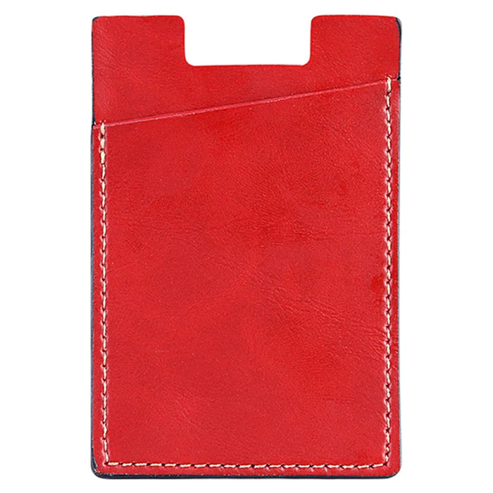 MRC02 PU Leather Sticky Single Card Holder Magnetic Car Mount Phone Card Case - Red - 1