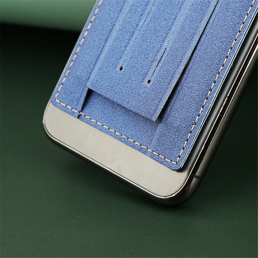 MRC030 Adhesive Phone Card Holder Kickstand PU Leather Cards Case Support Magnetic Car Mount - Red - 6