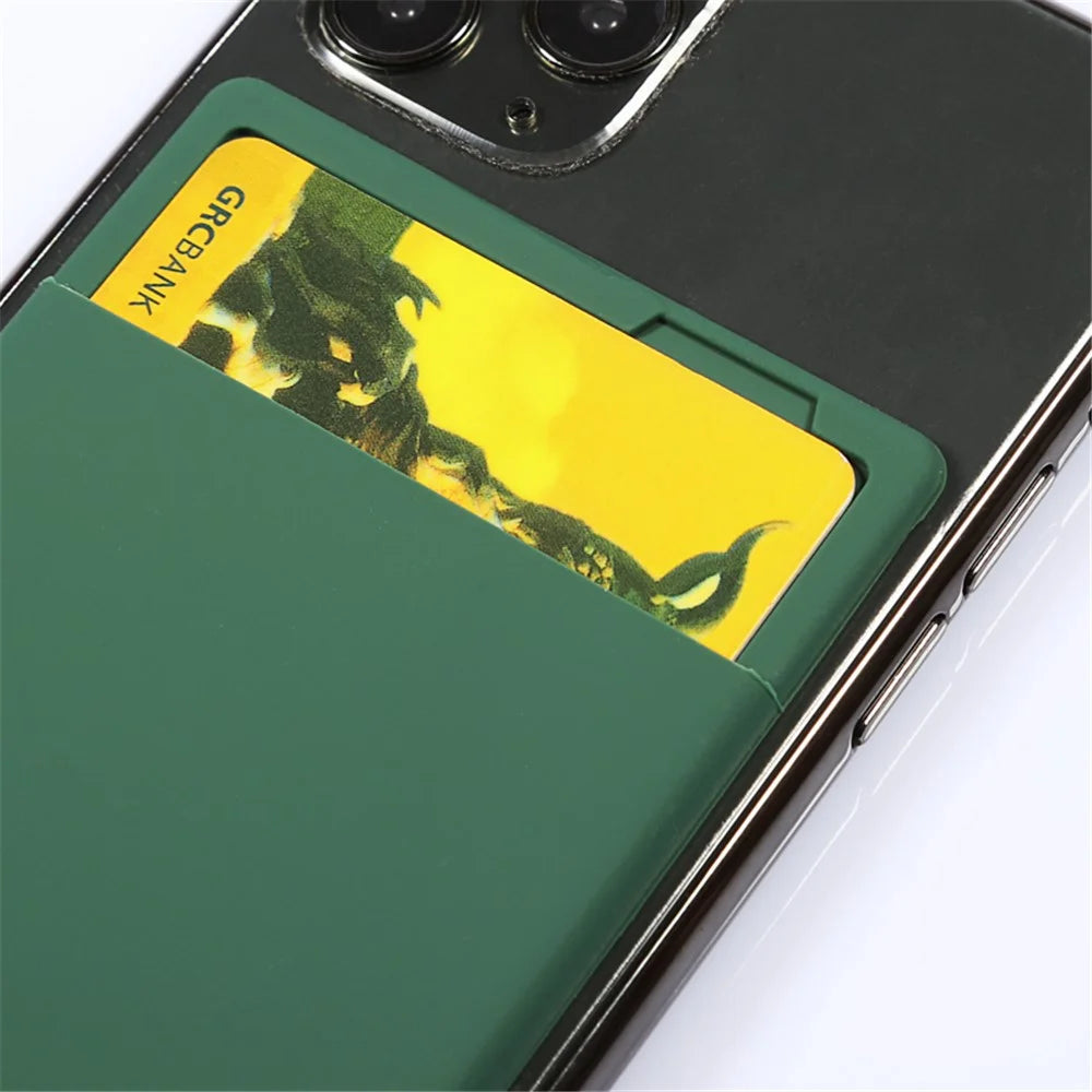 MRC029 Phone Card Holder Adhesive Stick-on Silicone Phone Wallet Card Pocket - Blackish Green - 2