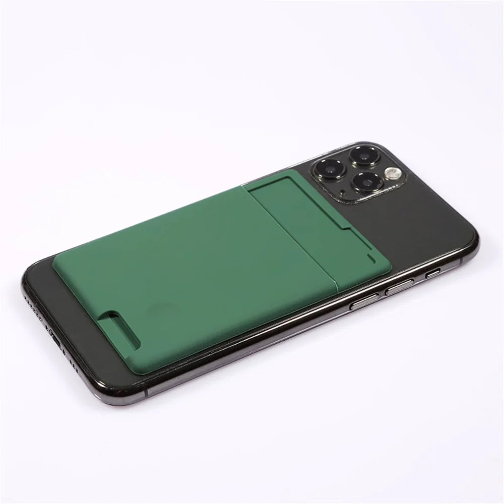 MRC029 Phone Card Holder Adhesive Stick-on Silicone Phone Wallet Card Pocket - Blackish Green - 6