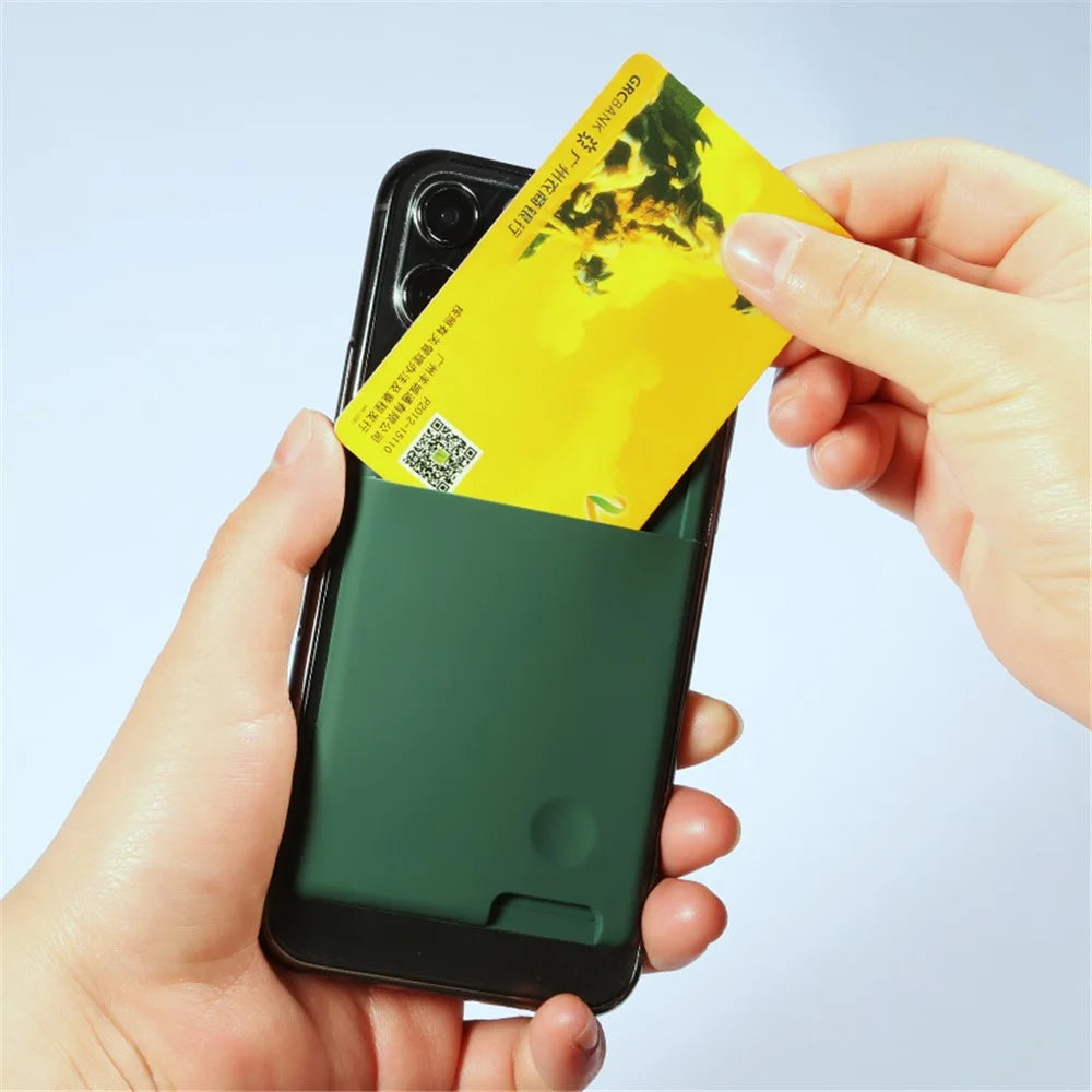MRC029 Phone Card Holder Adhesive Stick-on Silicone Phone Wallet Card Pocket - Blackish Green - 7