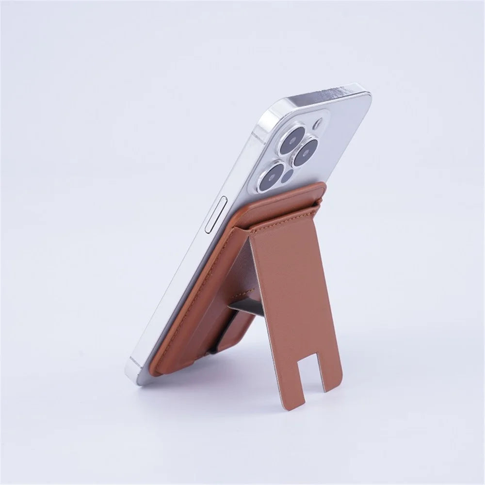MRC048 Magnetic Card Holder Compatible with Magsafe Detachable Pocket Sleeve Kickstand - Brown - 3