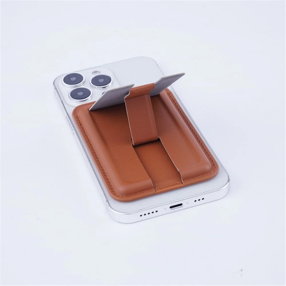 MRC048 Magnetic Card Holder Compatible with Magsafe Detachable Pocket Sleeve Kickstand - Brown - 5
