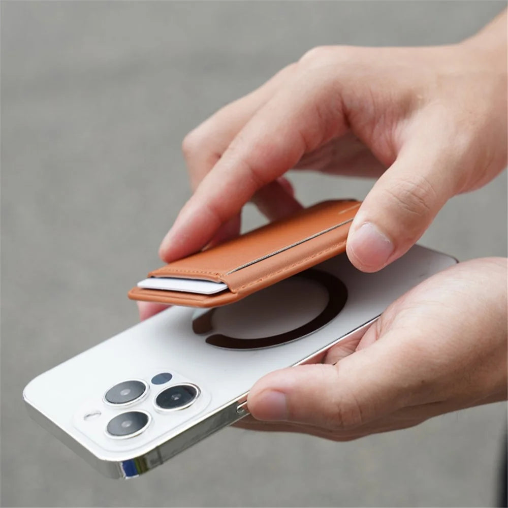 MRC048 Magnetic Card Holder Compatible with Magsafe Detachable Pocket Sleeve Kickstand - Brown - 6