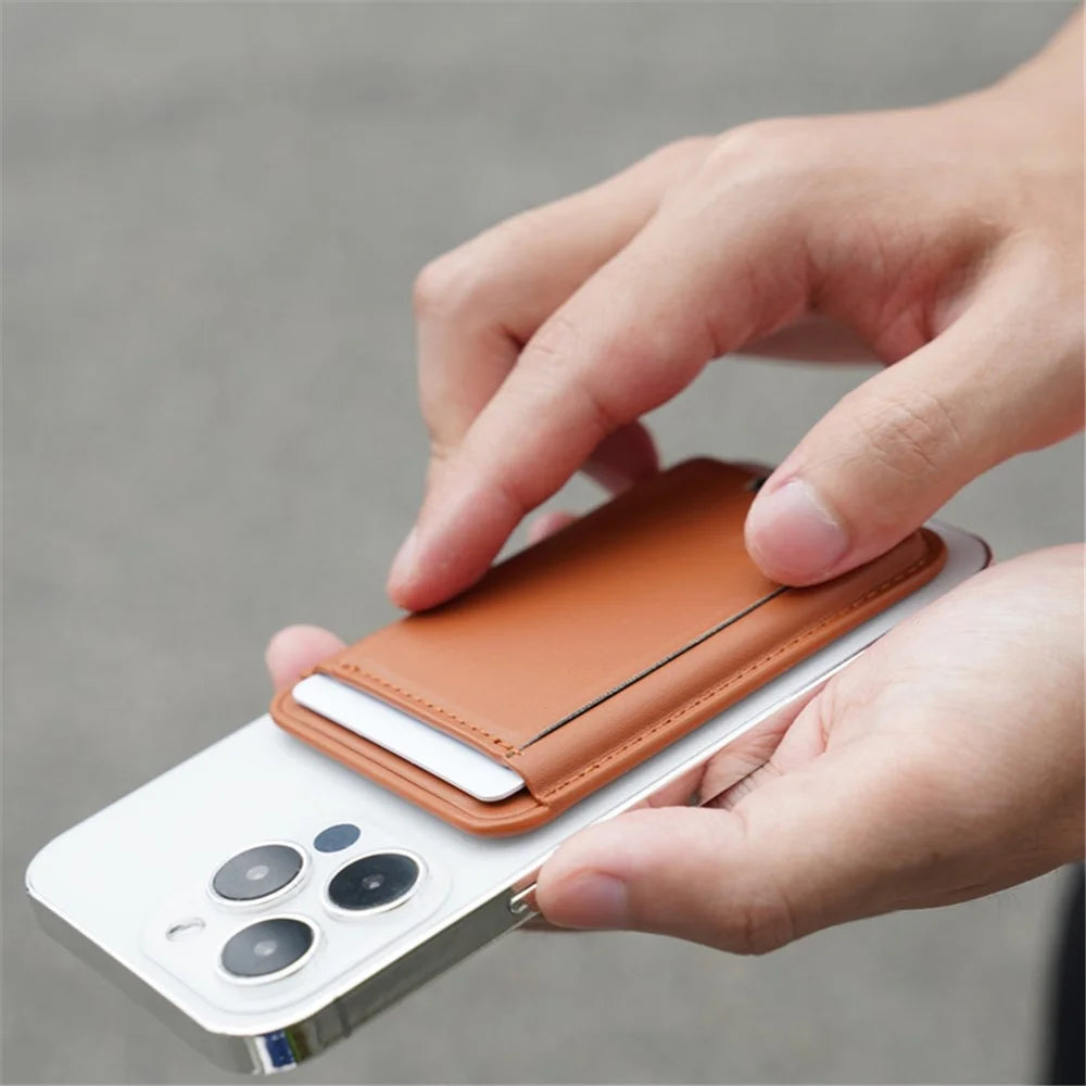 MRC048 Magnetic Card Holder Compatible with Magsafe Detachable Pocket Sleeve Kickstand - Brown - 7