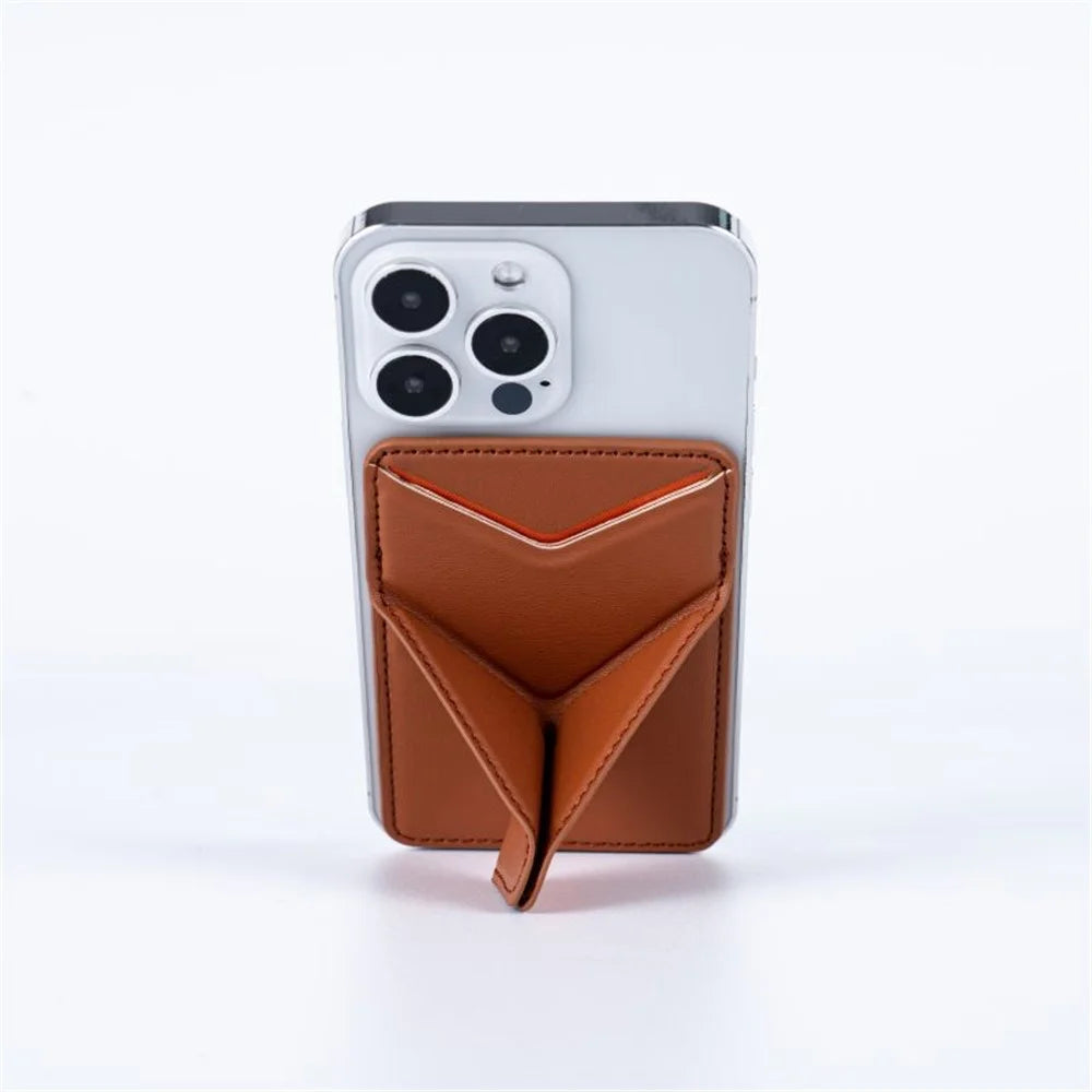 MRC051 Phone Wallet Card Holder Origami Kickstand - Brown - 2