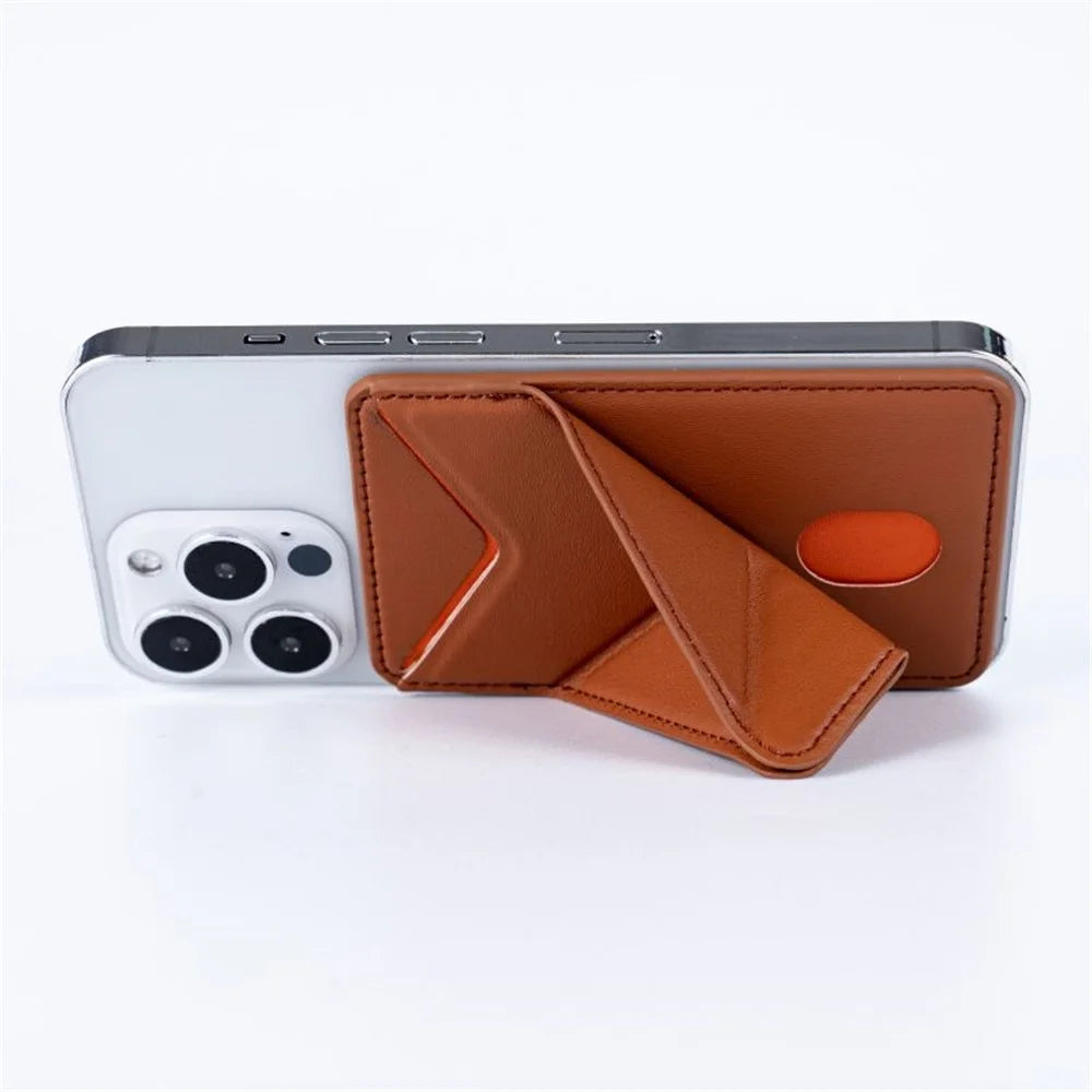 MRC051 Phone Wallet Card Holder Origami Kickstand - Brown - 3