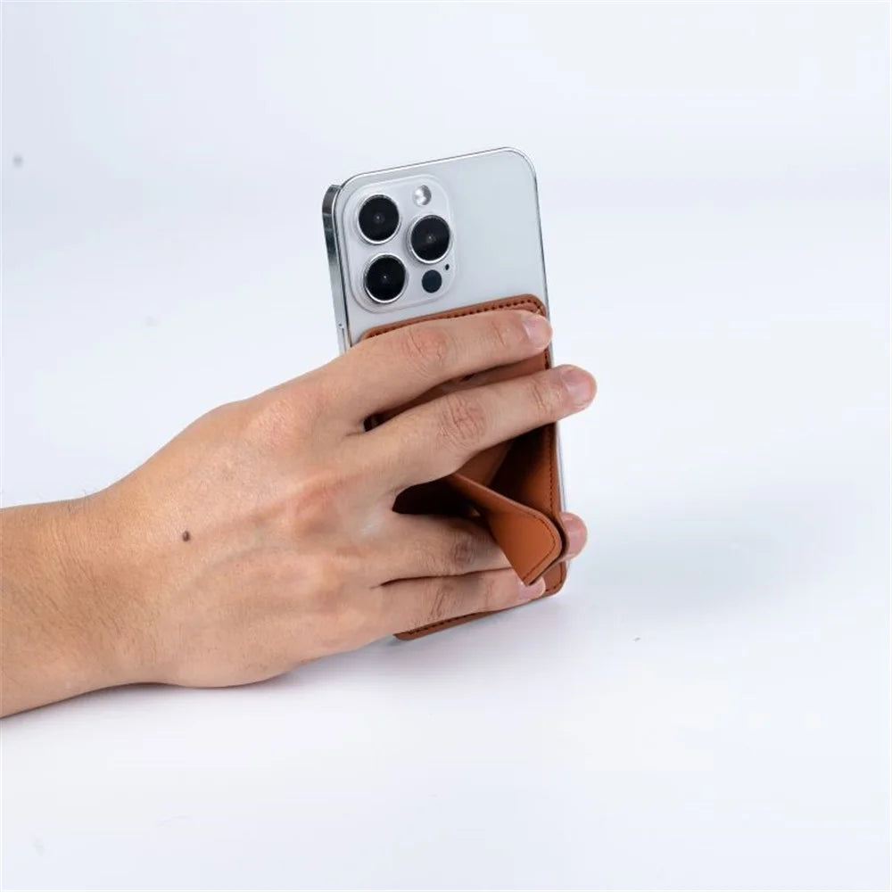 MRC051 Phone Wallet Card Holder Origami Kickstand - Brown - 4