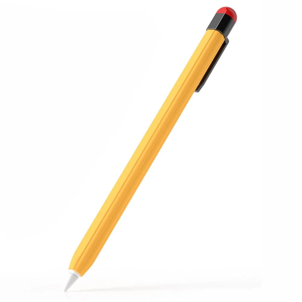 For Apple Pencil Pro / Pencil (2nd Generation) Silicone Sleeve Shockproof Ultra-Thin Stylus Pen Cover with Clip Design - Yellow - 1