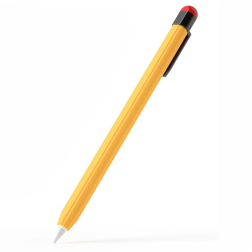 For Apple Pencil Pro / Pencil (2nd Generation) Silicone Sleeve Shockproof Ultra-Thin Stylus Pen Cover with Clip Design - Yellow - 1