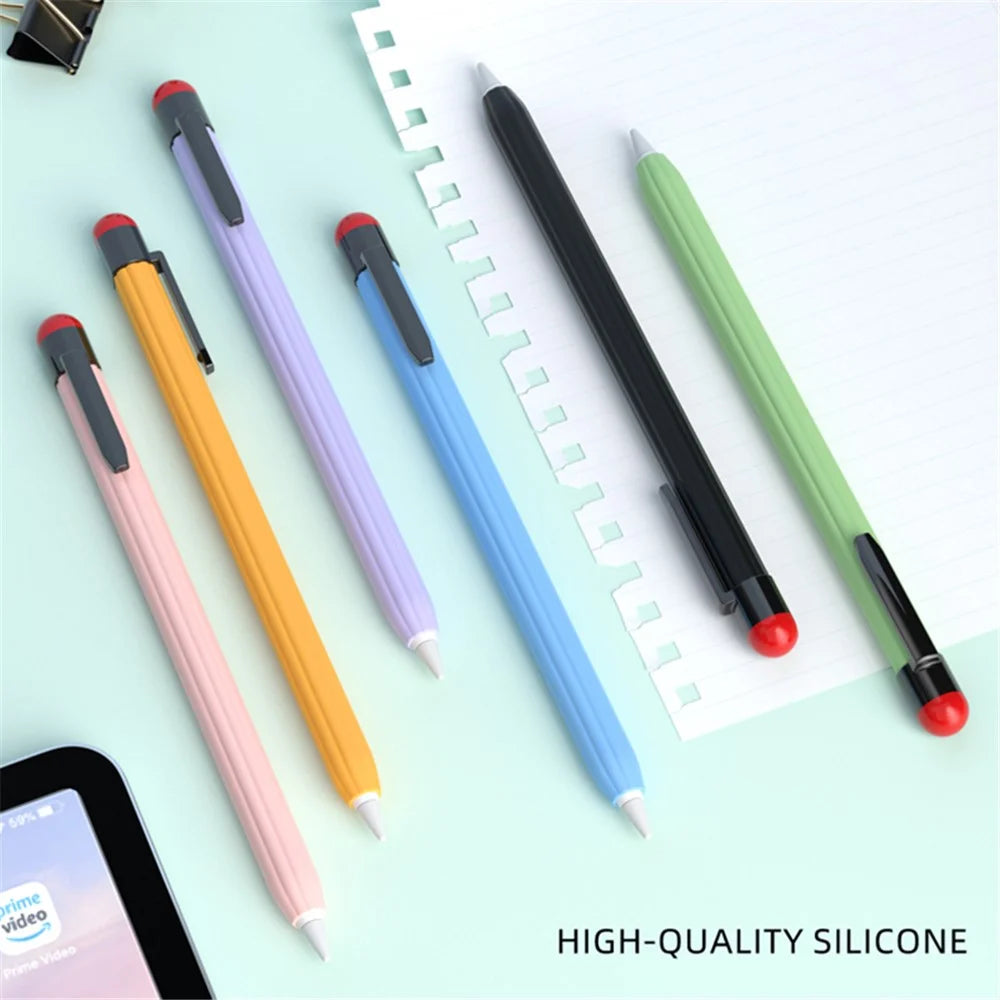 For Apple Pencil Pro / Pencil (2nd Generation) Silicone Sleeve Shockproof Ultra-Thin Stylus Pen Cover with Clip Design - Yellow - 3