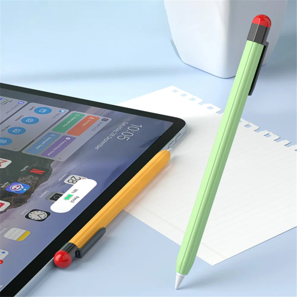 For Apple Pencil Pro / Pencil (2nd Generation) Silicone Sleeve Shockproof Ultra-Thin Stylus Pen Cover with Clip Design - Yellow - 4