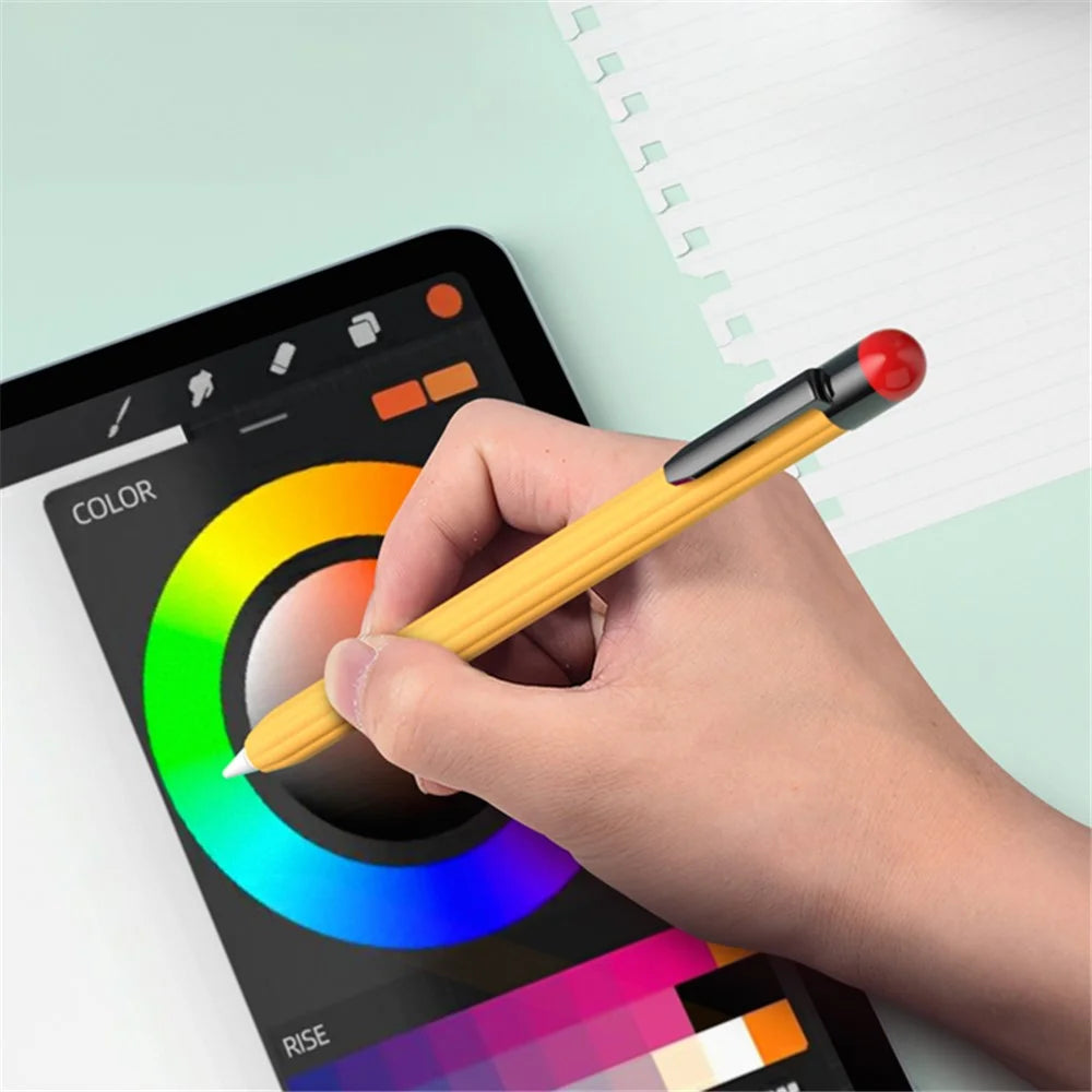 For Apple Pencil Pro / Pencil (2nd Generation) Silicone Sleeve Shockproof Ultra-Thin Stylus Pen Cover with Clip Design - Yellow - 5