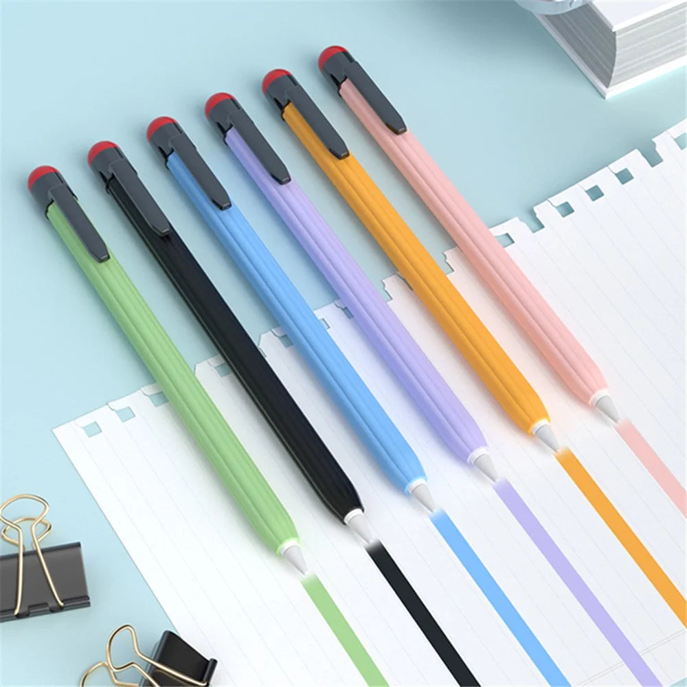 For Apple Pencil Pro / Pencil (2nd Generation) Silicone Sleeve Shockproof Ultra-Thin Stylus Pen Cover with Clip Design - Yellow - 7