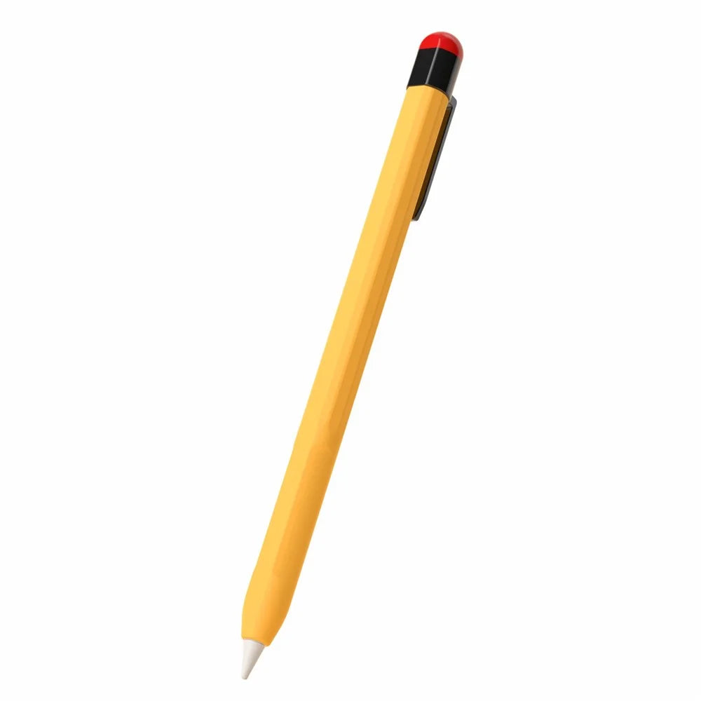 For Apple Pencil Pro / Pencil (2nd Generation) Stylus Pen Sleeve Silicone Anti-Dust Clip Design Cover - Yellow - 1