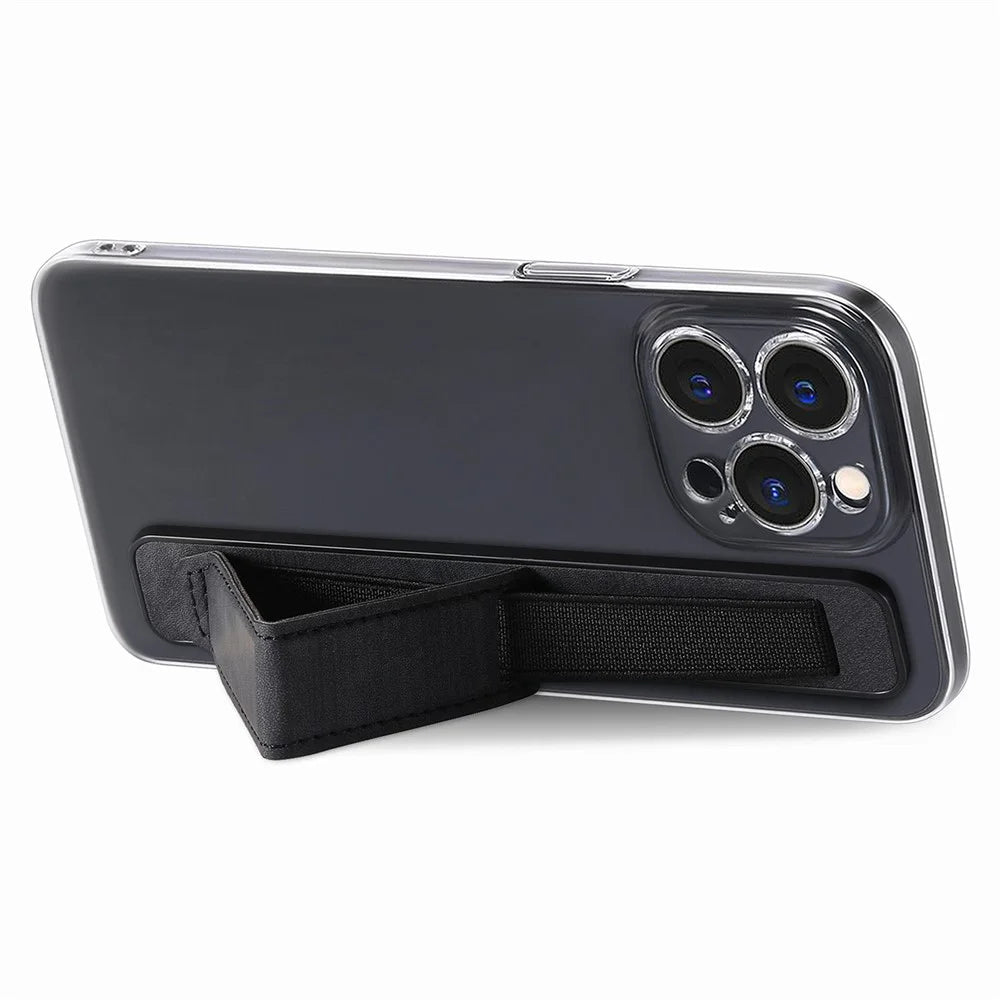 SP-03 Phone Finger Grip Holder with Kickstand Function Self-Adhesive Wristband - Black - 2