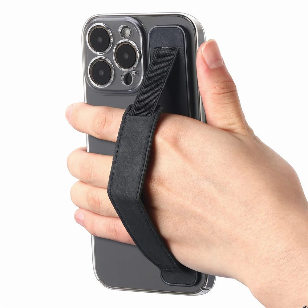 SP-03 Phone Finger Grip Holder with Kickstand Function Self-Adhesive Wristband - Black - 3