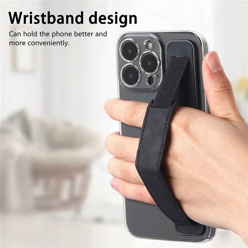 SP-03 Phone Finger Grip Holder with Kickstand Function Self-Adhesive Wristband - Black - 6