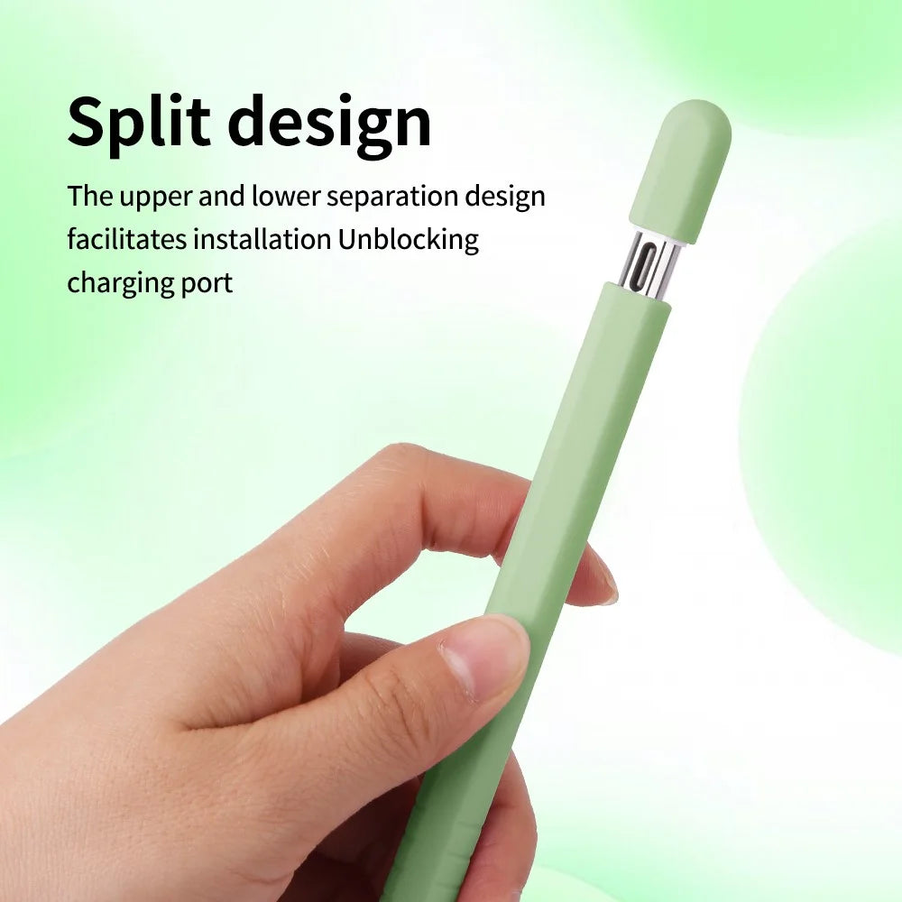 For Apple Pencil (USB-C) Silicone Sleeve Anti-Drop Stylus Pencil Protective Case with Tip Cap - Matcha Green - 2