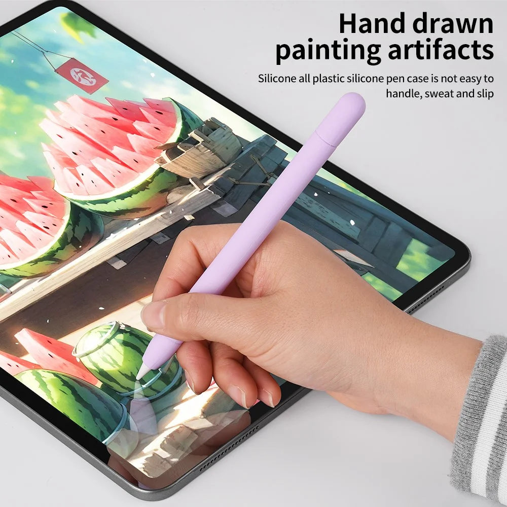 For Apple Pencil (USB-C) Silicone Sleeve Anti-Drop Stylus Pencil Protective Case with Tip Cap - Matcha Green - 6