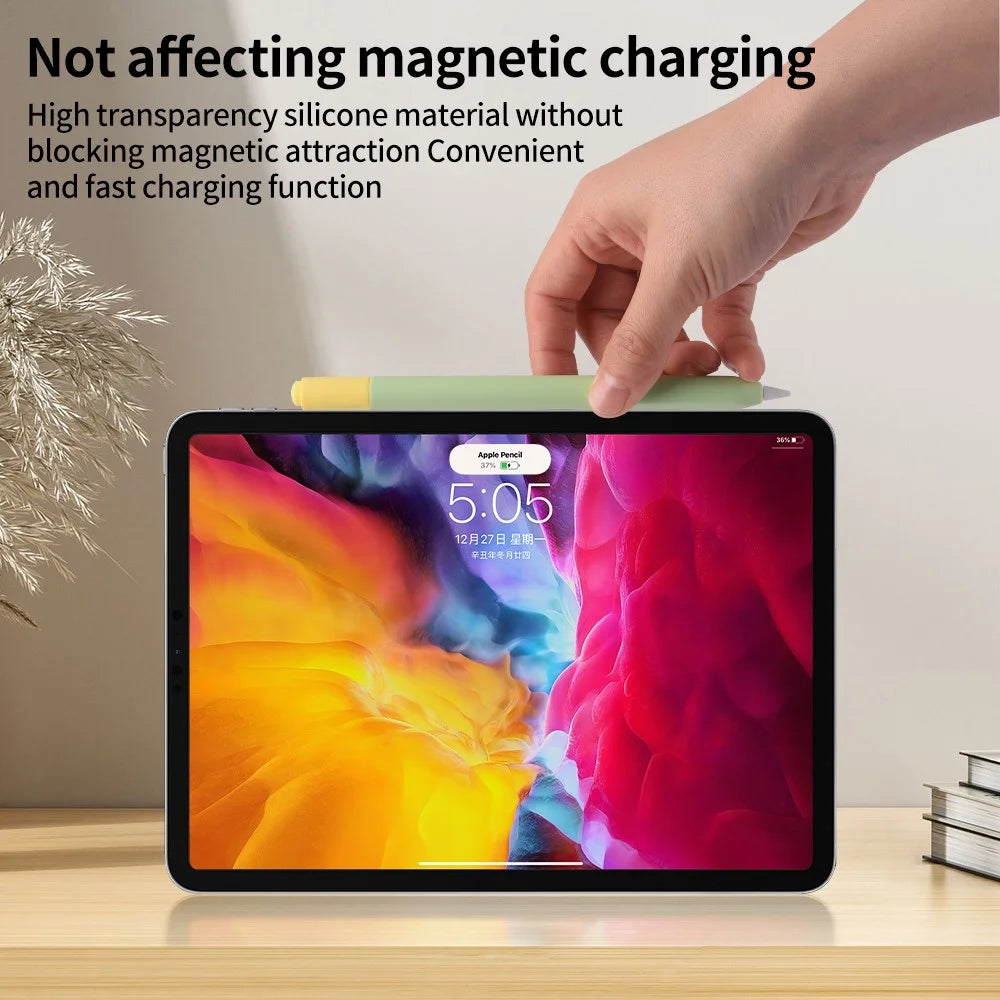For Apple Pencil (USB-C) Silicone Sleeve with 2 Tip Caps, Drop-Proof Stylus Protective Case - Matcha Green - 3