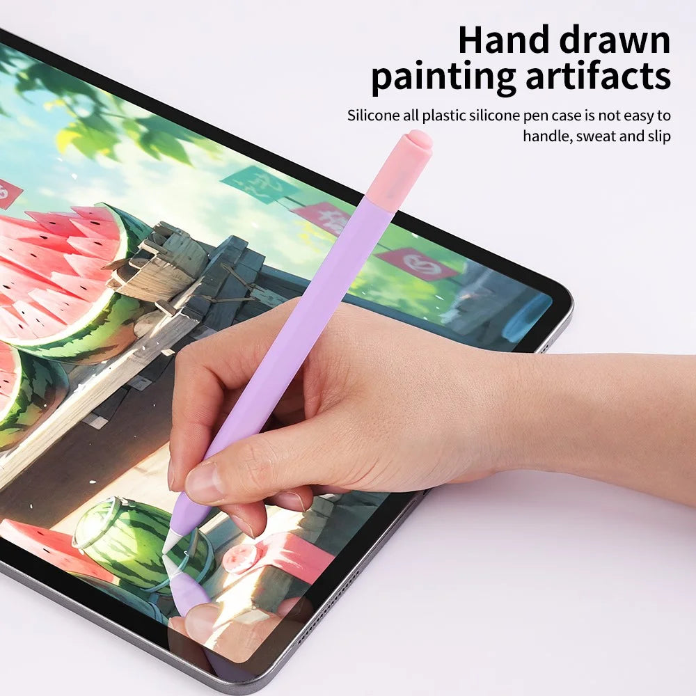 For Apple Pencil (USB-C) Silicone Sleeve with 2 Tip Caps, Drop-Proof Stylus Protective Case - Matcha Green - 7