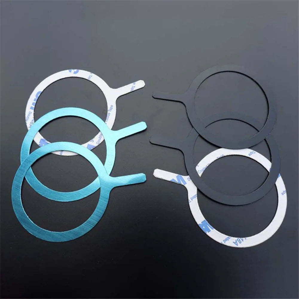 10Pcs Metal Ring Sticker Magnetic Wireless Charging Ring - Black - 2