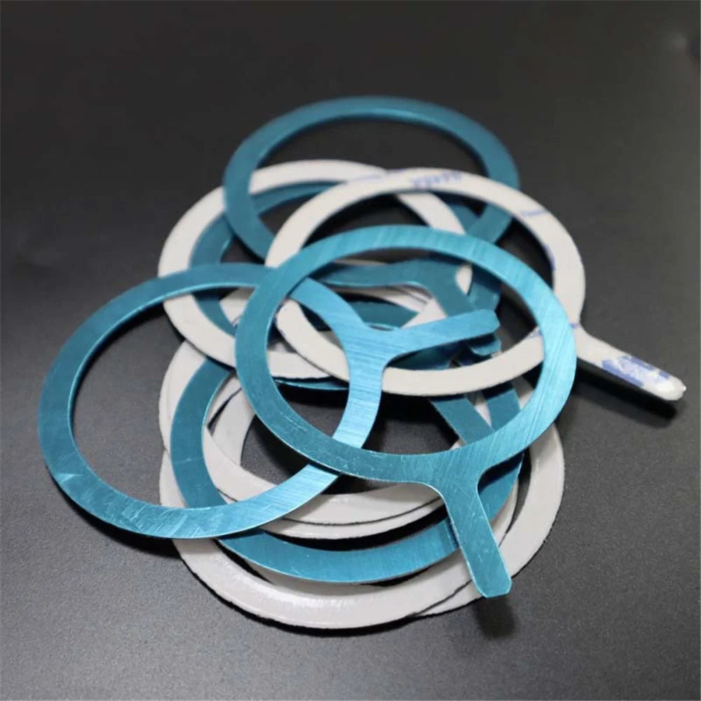 10Pcs Metal Ring Sticker Magnetic Wireless Charging Ring - Black - 3