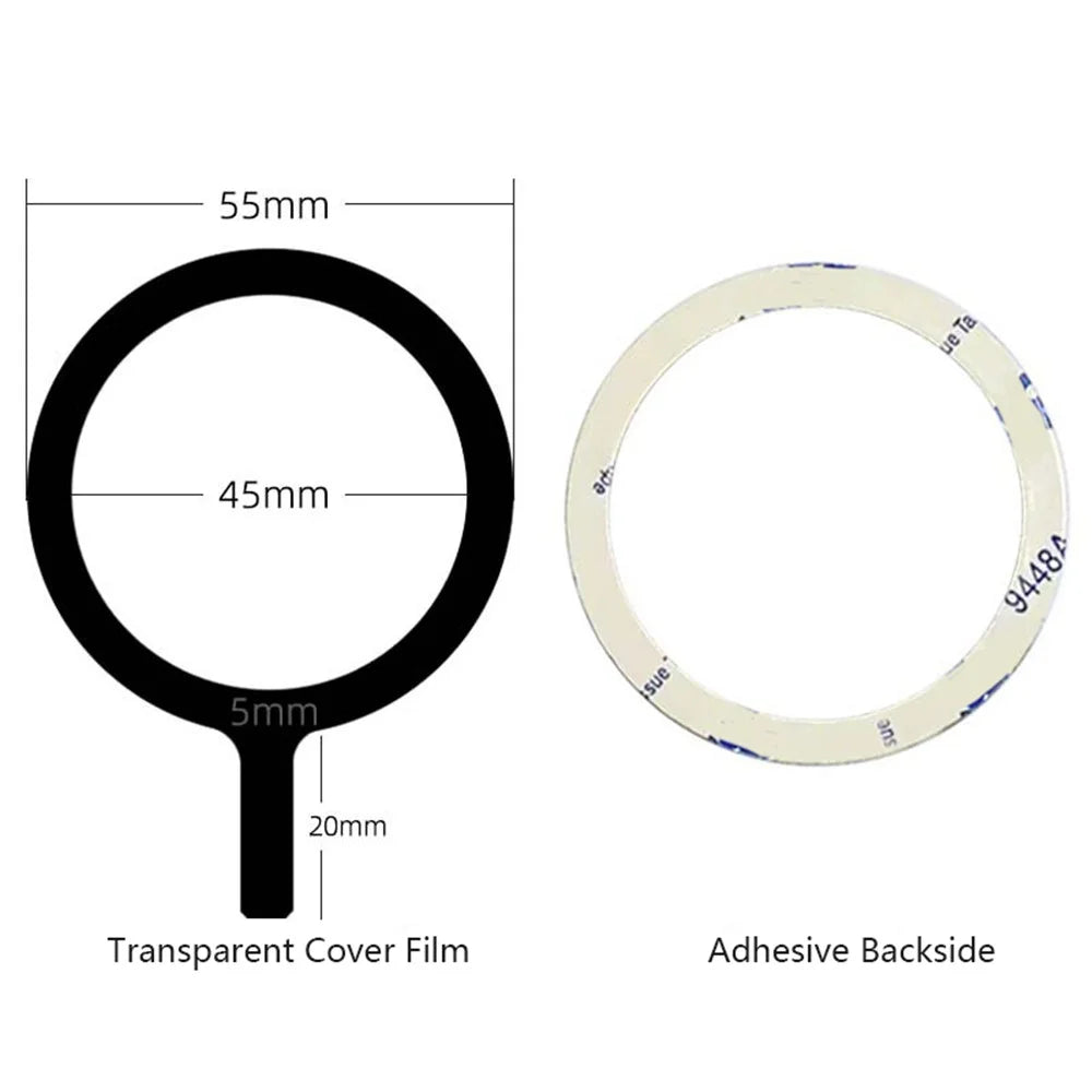 10Pcs Metal Ring Sticker Magnetic Wireless Charging Ring - Black - 4