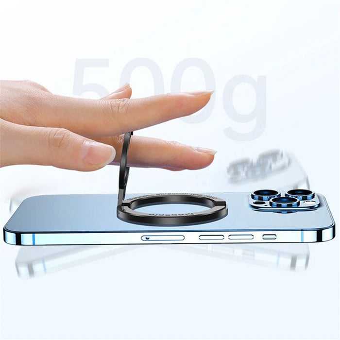 Foldable Magnetic Kickstand Zinc Alloy Phone Finger Ring Holder Stand - Black - 3
