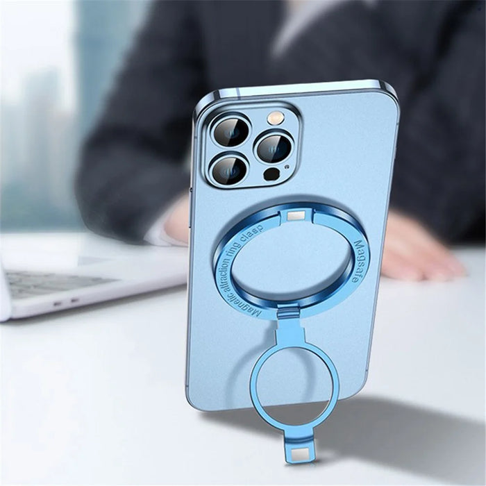 Foldable Magnetic Kickstand Zinc Alloy Phone Finger Ring Holder Stand - Black - 6