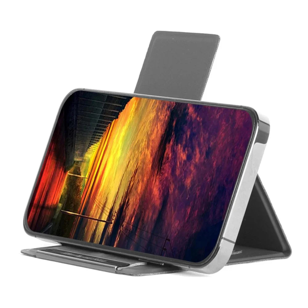 Ultra-Thin Foldable Cell Phone Holder PU Leather Phone Desktop Stand - Grey - 2
