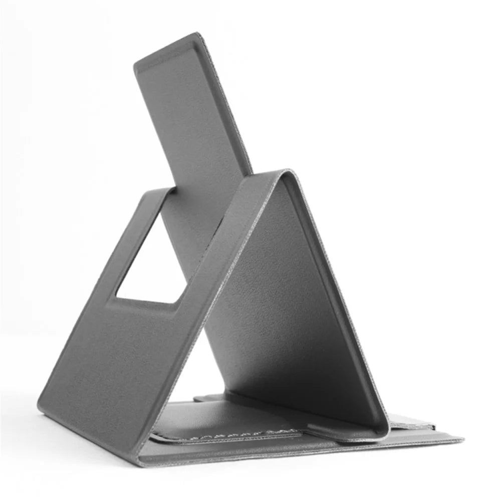 Ultra-Thin Foldable Cell Phone Holder PU Leather Phone Desktop Stand - Grey - 3