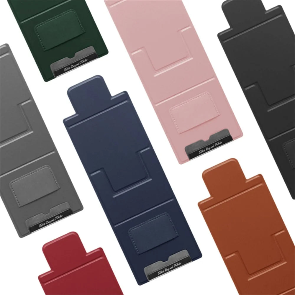 Ultra-Thin Foldable Cell Phone Holder PU Leather Phone Desktop Stand - Grey - 6