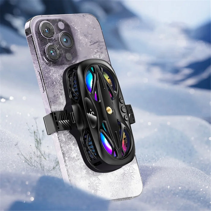 K12 Phone Cooler for Gaming Dual-Core Semiconductor Mobile Radiator Cooling Fan - Black - 3