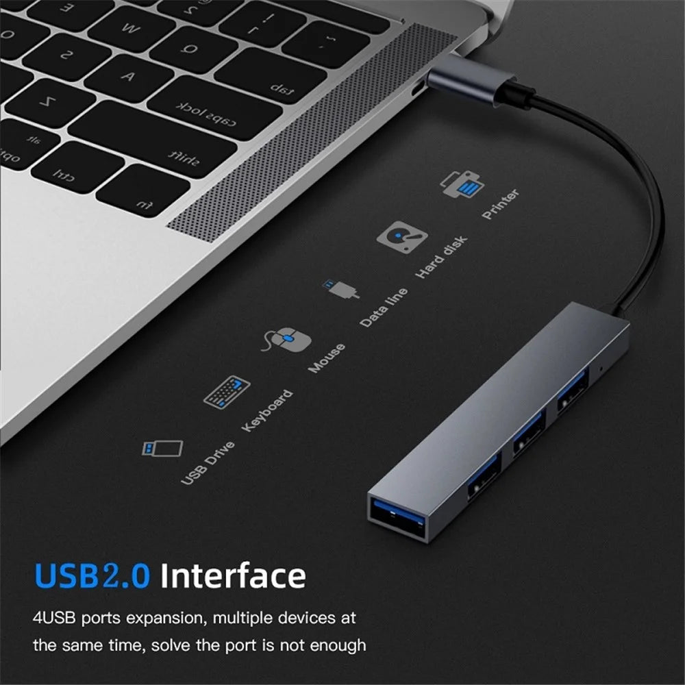 Multi-function Type-C to USB 2.0 OTG HUB for Multi-device Laptop Tablet, ETC. - 2