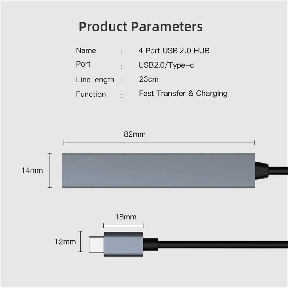 Multi-function Type-C to USB 2.0 OTG HUB for Multi-device Laptop Tablet, ETC. - 6