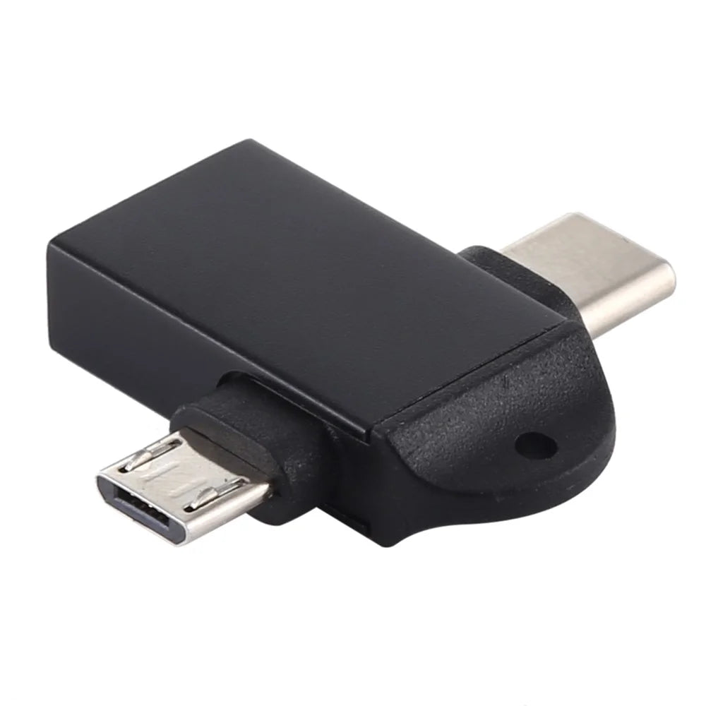USB3.0 Female to Type-C+Micro USB Multifunction OTG Adapter - Black - 2