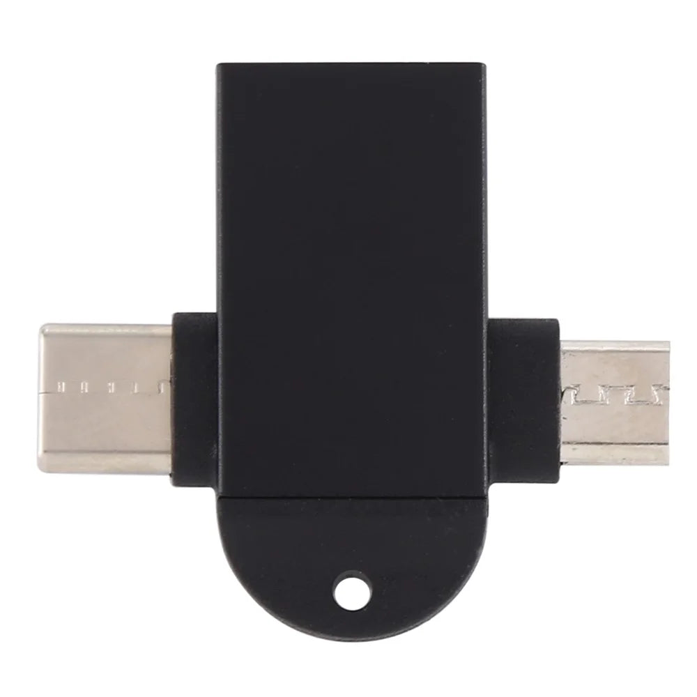 USB3.0 Female to Type-C+Micro USB Multifunction OTG Adapter - Black - 3