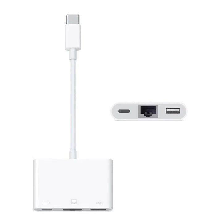 Type-C to RJ45 + USB + Type-C OTG Adapter Cable - 1