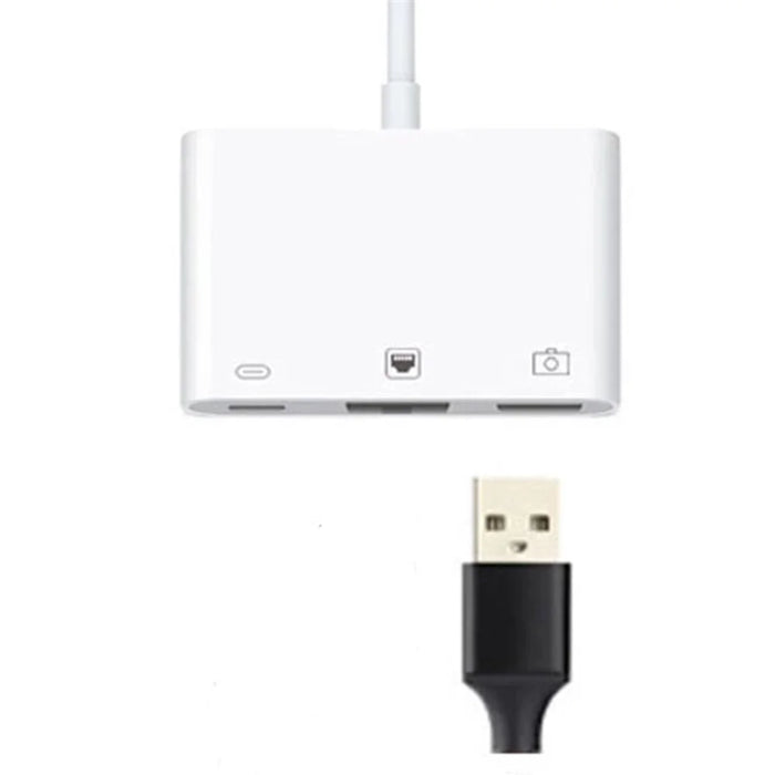 Type-C to RJ45 + USB + Type-C OTG Adapter Cable - 6