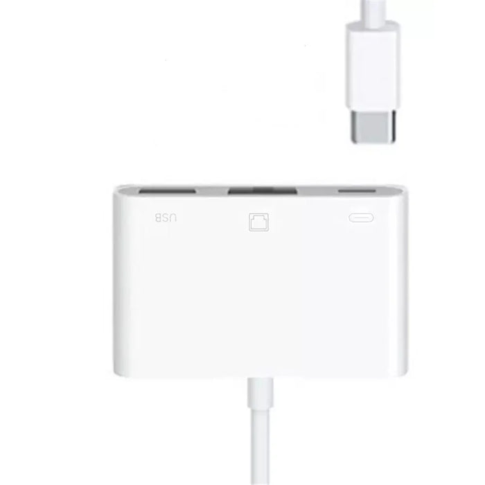 Type-C to RJ45 + USB + Type-C OTG Adapter Cable - 7