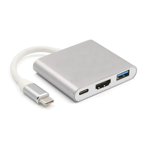 T536 3 in 1 Type C to HD USB 3.0 Multiport Cable Converter Adapter for Samsung Huawei MacBook - Grey - 1